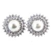 Round Shape Silver Earrings With Pearl